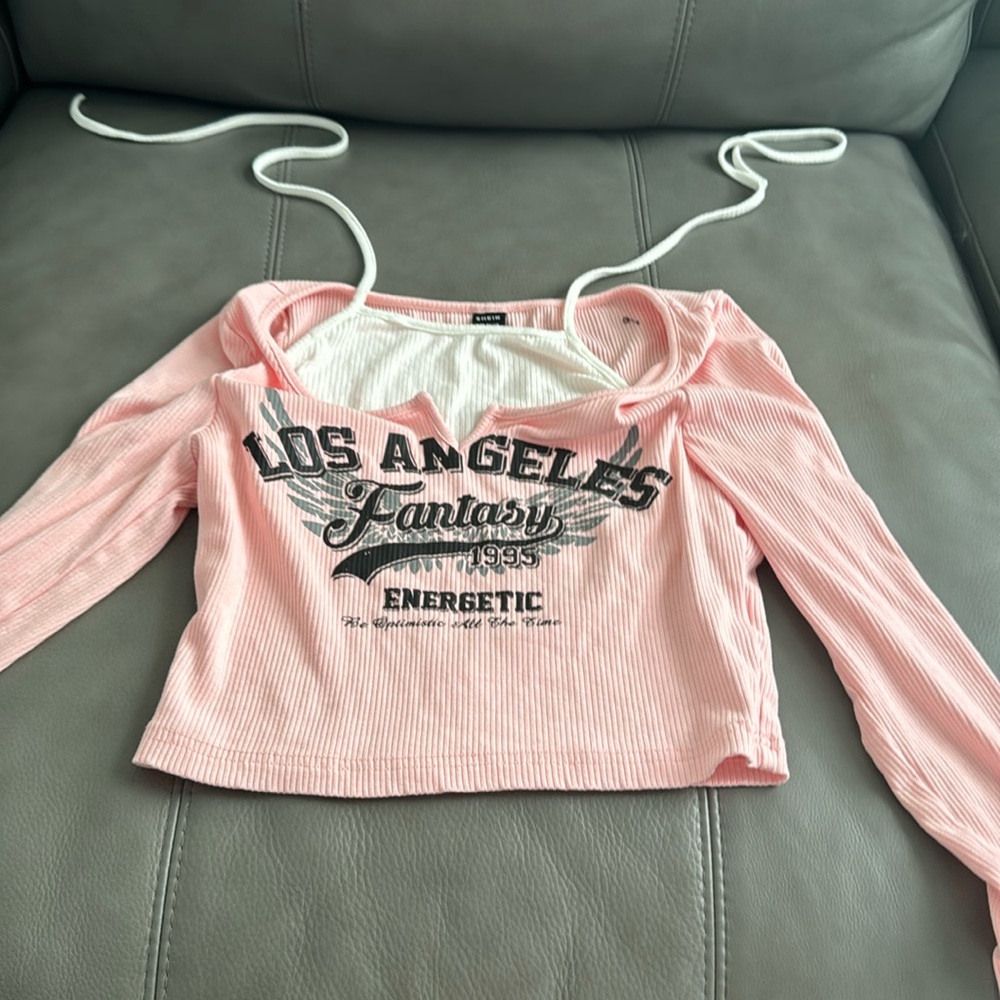 Pink long sleeve with white tank connected underneath